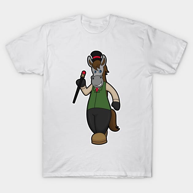 Horse with Hat & Cane T-Shirt by Markus Schnabel